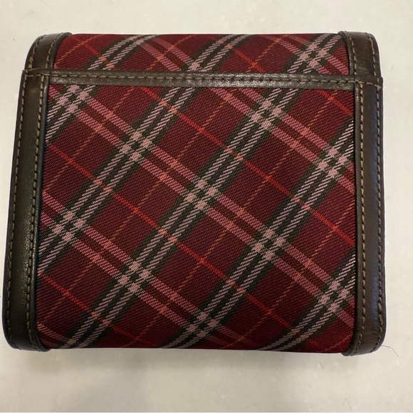 BURBERRY BLUE LABEL WOMEN’S WALLET. Red, black, white w/ Brown leather trim - Picture 3 of 13